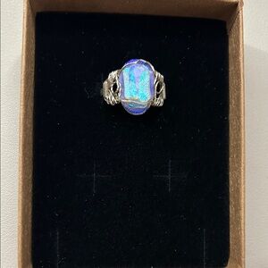 Elegant Silver and Blue Women's Ring